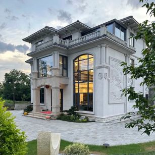 益阳 白麻花岗岩私人别墅干挂石材豪华定制