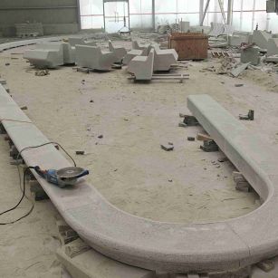 益阳 芝麻白花岗岩弧形花坛石，坐凳石