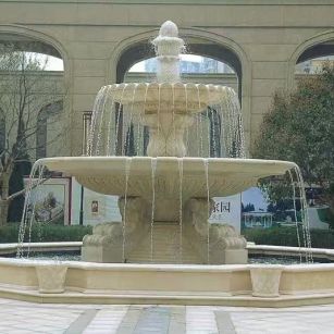 益阳 黄金麻花岗岩异型加工——户外庭院石雕流水喷泉