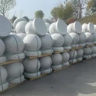 益阳 白麻花岗岩石材圆球，石球，挡车球，隔离球，景观石球，风水球等