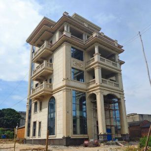 益阳 黄金麻花岗岩石材别墅外墙干挂搭配（雕花栏杆花瓶柱门楼罗马柱）