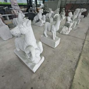 益阳 芝麻白花岗岩造型立体雕刻——十二生肖