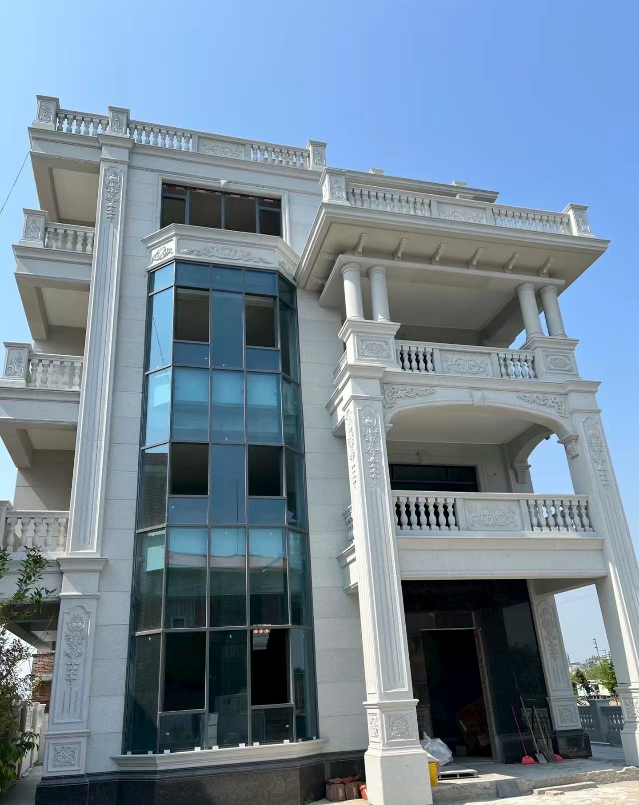 益阳 白麻花岗岩别墅外墙干挂效果展示