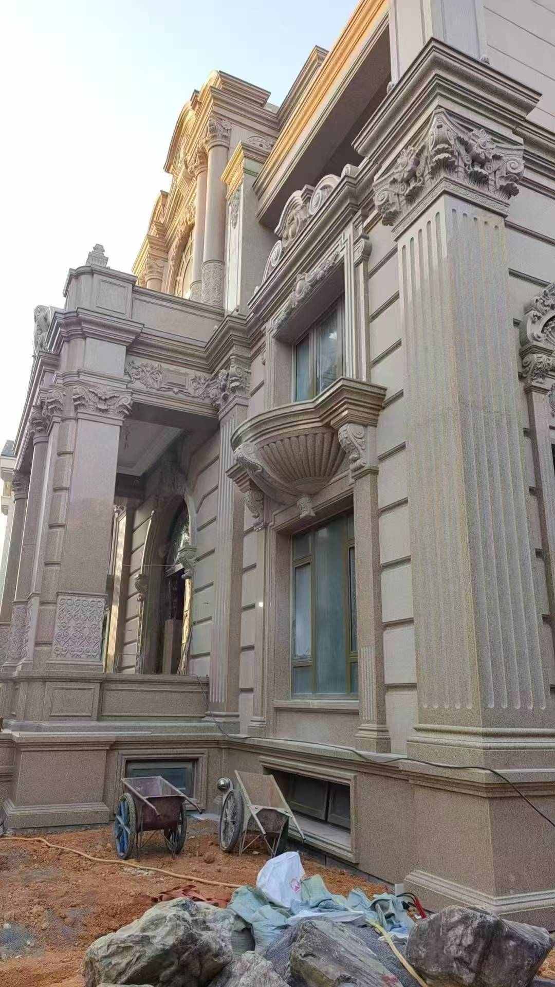 益阳 黄金麻花岗岩光面别墅外墙干挂施工完成