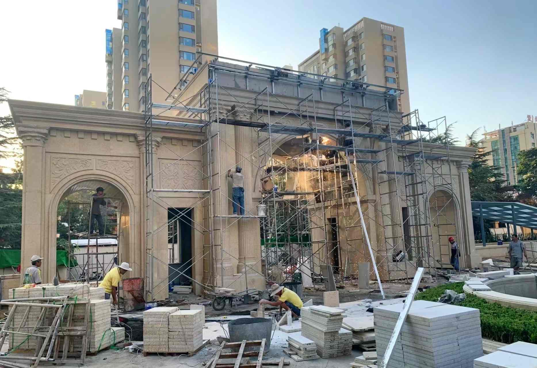 益阳 黄金麻荔枝面花岗岩小区门楼外墙干挂