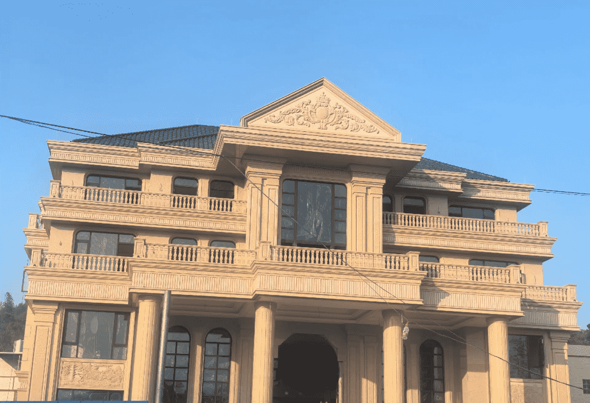 益阳黄金麻别墅外墙干挂石材效果示例